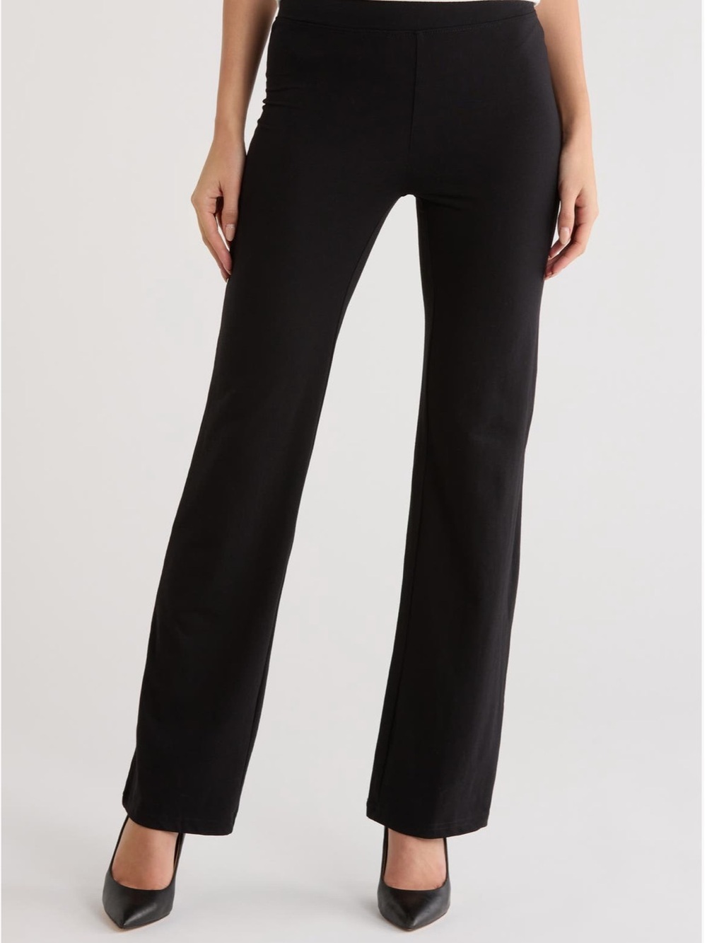 Hue Cotton Blend Flared Leggings Black Size Small